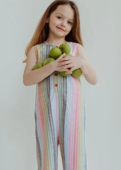 Lilly & Sid Multicoloured Rainbow Stripe Print Jumpsuit (24 Months- 8 Years)