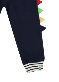 Lilly & Sid Navy Dinosaur Applique Joggers (6 Months- 8 Years)