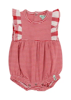 Lilly & Sid Red Stripe & Gingham Print Romper (0-12 Months)