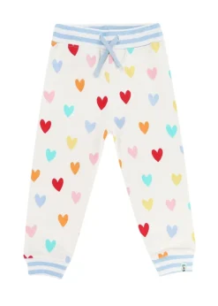 Lilly & Sid White Heart Print Joggers (12 Months- 8 Years)