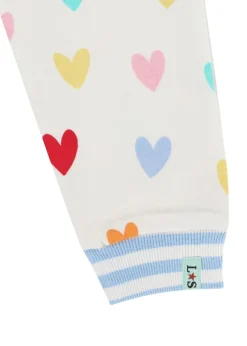 Lilly & Sid White Heart Print Joggers (12 Months- 8 Years)