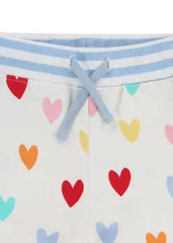 Lilly & Sid White Heart Print Joggers (12 Months- 8 Years)