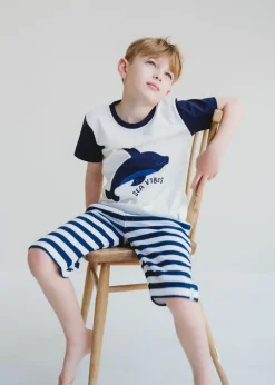 Lilly & Sid White Sea Dolphin Applique T Shirt (0-8 Years)