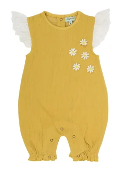 Lilly & Sid Yellow Floral Applique Romper (0- 24 Months)