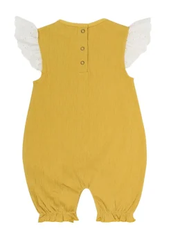 Lilly & Sid Yellow Floral Applique Romper (0- 24 Months)