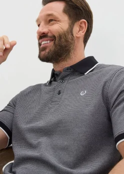 Lincoln Black Textured Polo Shirt