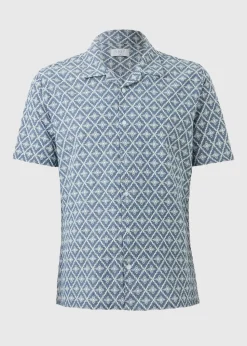 Lincoln Blue Chambray Textured Embroidered Shirt