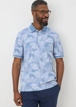 Lincoln Blue Palm Printed Polo Shirt