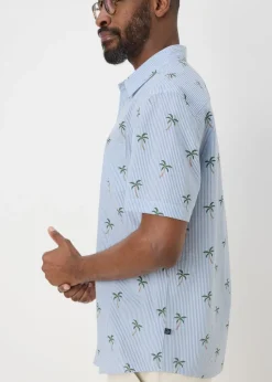 Lincoln Blue Stripe Palm Tree Shirt