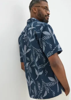 Lincoln Navy Chambray Print Shirt