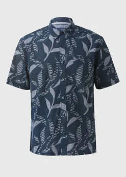 Lincoln Navy Chambray Print Shirt