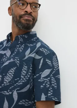 Lincoln Navy Chambray Print Shirt