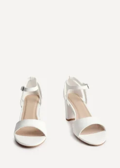 Linzi Abby White Faux Leather Closed Back Block Heel Sandal