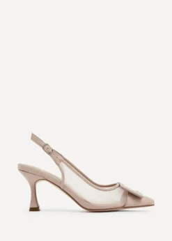 Linzi Ace Nude Faux Suede & Mesh Court Heel