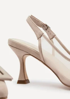Linzi Ace Nude Faux Suede & Mesh Court Heel