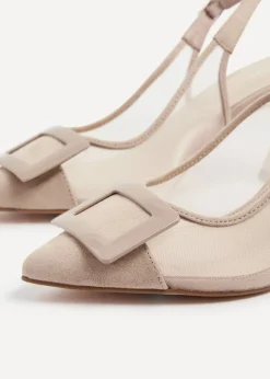 Linzi Ace Nude Faux Suede & Mesh Court Heel