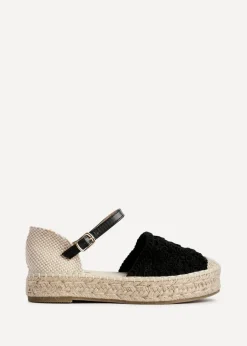 Linzi Adelina Black Woven Two Part Espadrille Sandal