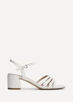 Linzi Adira White Faux Leather Strappy Heeled Sandals