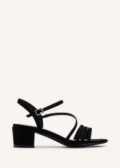 Linzi Afia Black Faux Suede Strappy Heeled Sandal