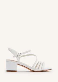Linzi Afia White Faux Leather Strappy Heeled Sandal