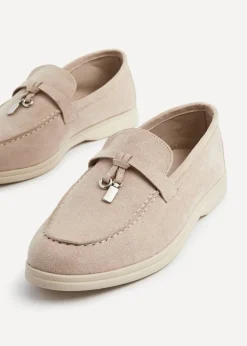Linzi Alette Beige Faux Suede Slip On Summer Loafer