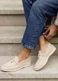 Linzi Alette Beige Faux Suede Slip On Summer Loafer