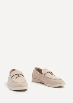 Linzi Alette Beige Faux Suede Slip On Summer Loafer