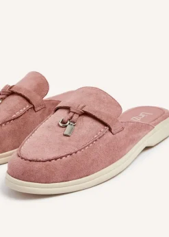 Linzi Alix Pink Faux Suede Slip On Summer Mule