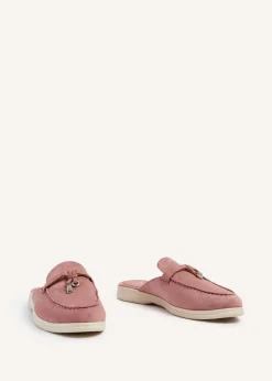 Linzi Alix Pink Faux Suede Slip On Summer Mule