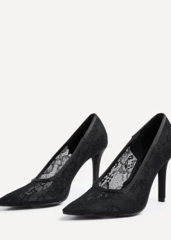Linzi Alora Black Lace Court Heel