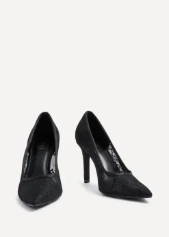 Linzi Alora Black Lace Court Heel