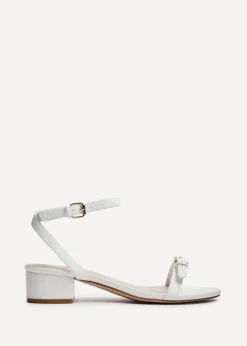 Linzi Amanza White Faux Leather Low Block Heeled Sandal