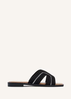 Linzi Amour Black Link Diamante Strap Sandal