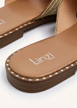 Linzi Amour Gold Link Diamante Strap Sandal