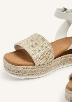 Linzi Anya White Raffia Flatform Sandal