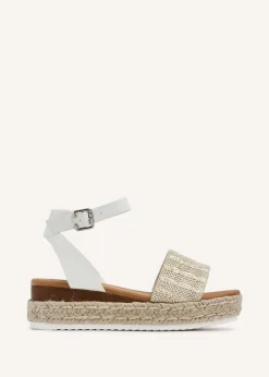 Linzi Anya White Raffia Flatform Sandal
