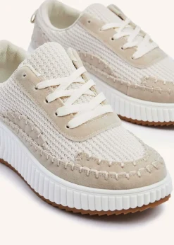 Linzi Aretha Beige Knitted Trainer