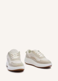 Linzi Aretha Beige Knitted Trainer