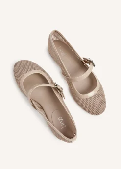 Linzi Arielle Nude Mesh Mary Jane Pump