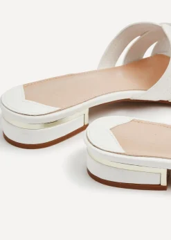 Linzi Arise White Faux Leather Low Heeled Woven Mule Sandal