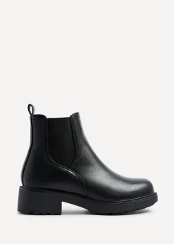 Linzi Aspen Black Faux Leather Classic Chelsea Boot