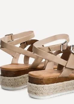 Linzi Autumn Beige Nubuck Strappy Flatform Sandal
