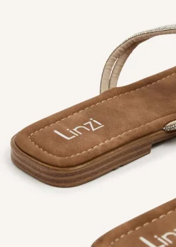 Linzi Avril Silver Diamante Toe Post Slider Sandal