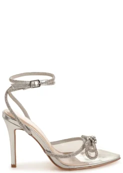 Linzi Azure Silver Perspex Double Bow Embellished Court Heel