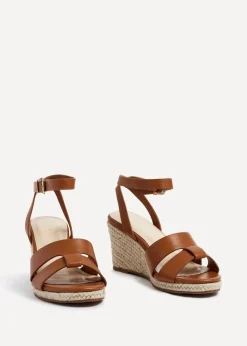 Linzi Bahia Tan Faux Leather Espadrille Inspired Wedge