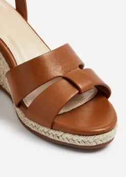 Linzi Bahia Tan Faux Leather Espadrille Inspired Wedge