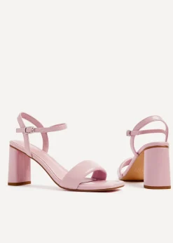 Linzi Balfour Dusky Pink Faux Leather Block Heeled Sandal