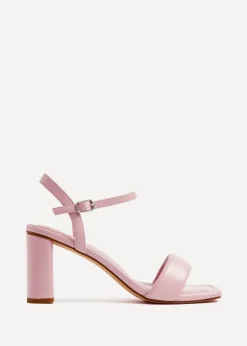 Linzi Balfour Dusky Pink Faux Leather Block Heeled Sandal