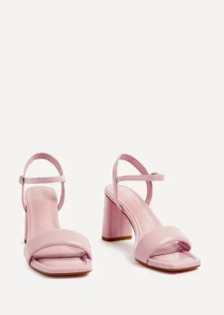 Linzi Balfour Dusky Pink Faux Leather Block Heeled Sandal