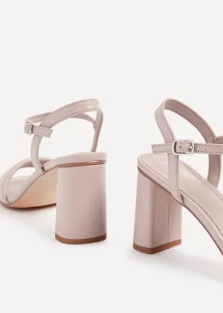 Linzi Balfour Mocha Faux Leather Block Heeled Sandal